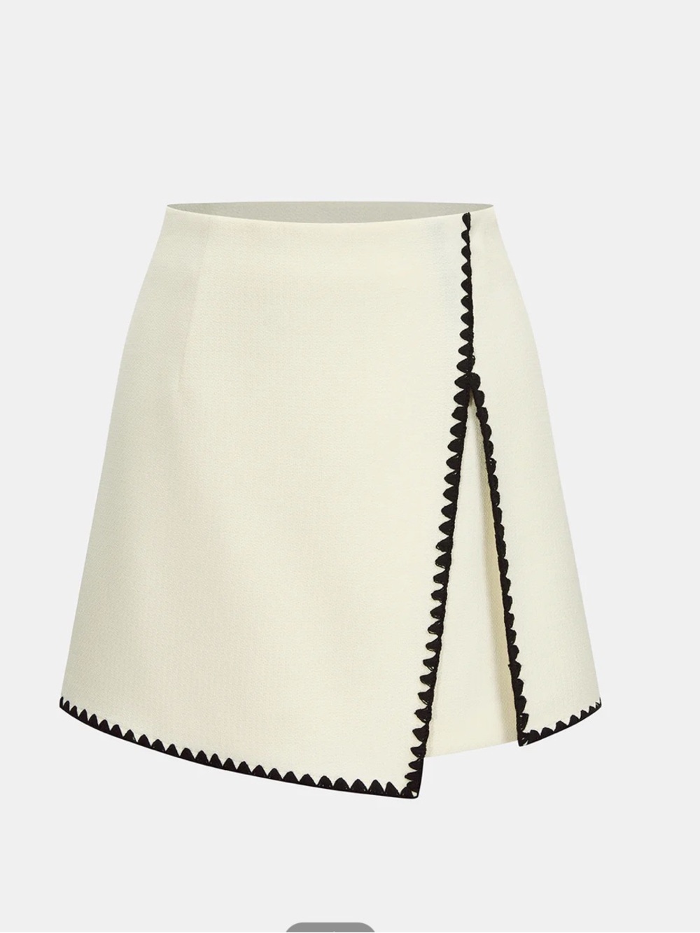 Commense Cream Mini Skort with Black Scalloped Trim